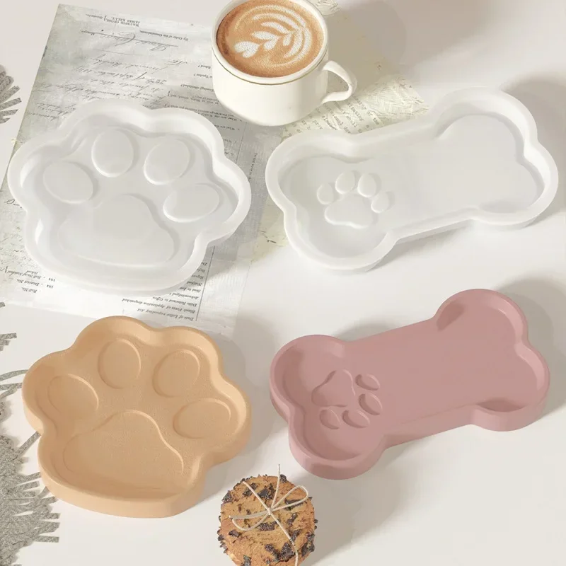 Art Craft Show - Diy Köpek Kemik Şeklinde Tepsi Alçı