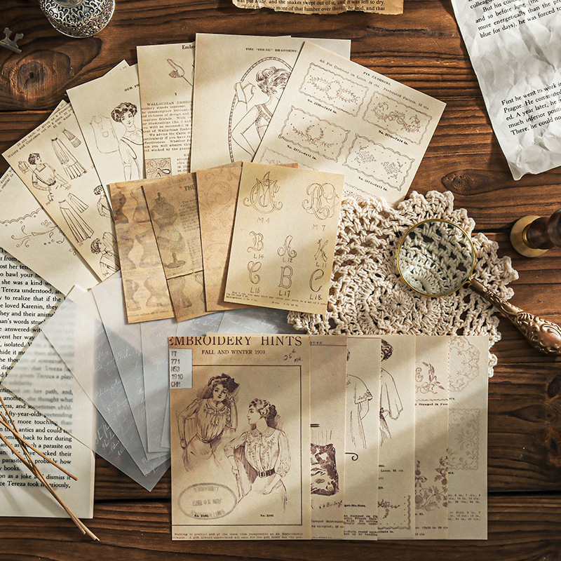 Art Craft Background - Vintage Scrapbooking Craft Kağıt Seti Retro