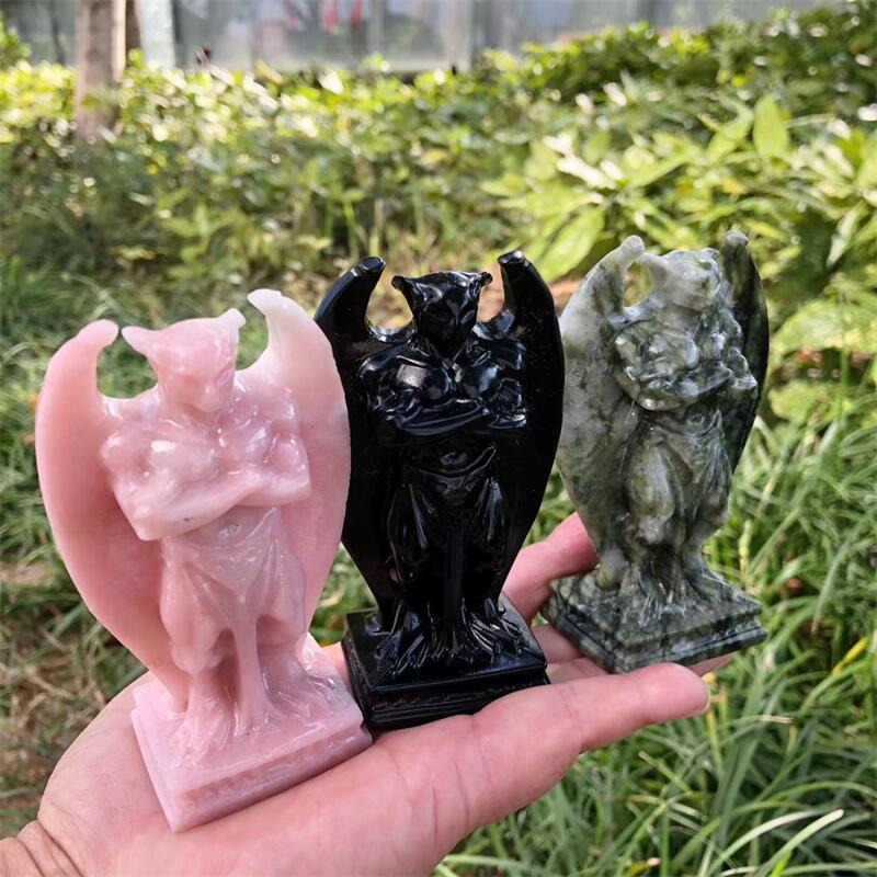 Art Craft Holiday - 10CM Doğal Kuvars Taş Gargoyle Oyma