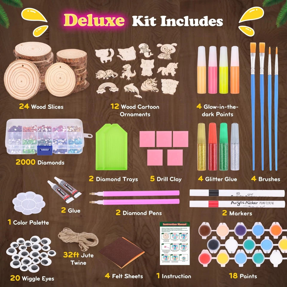 Art Craft Education - Çocuklar Karanlıkta Parlayan Ahşap Boyama Seti,