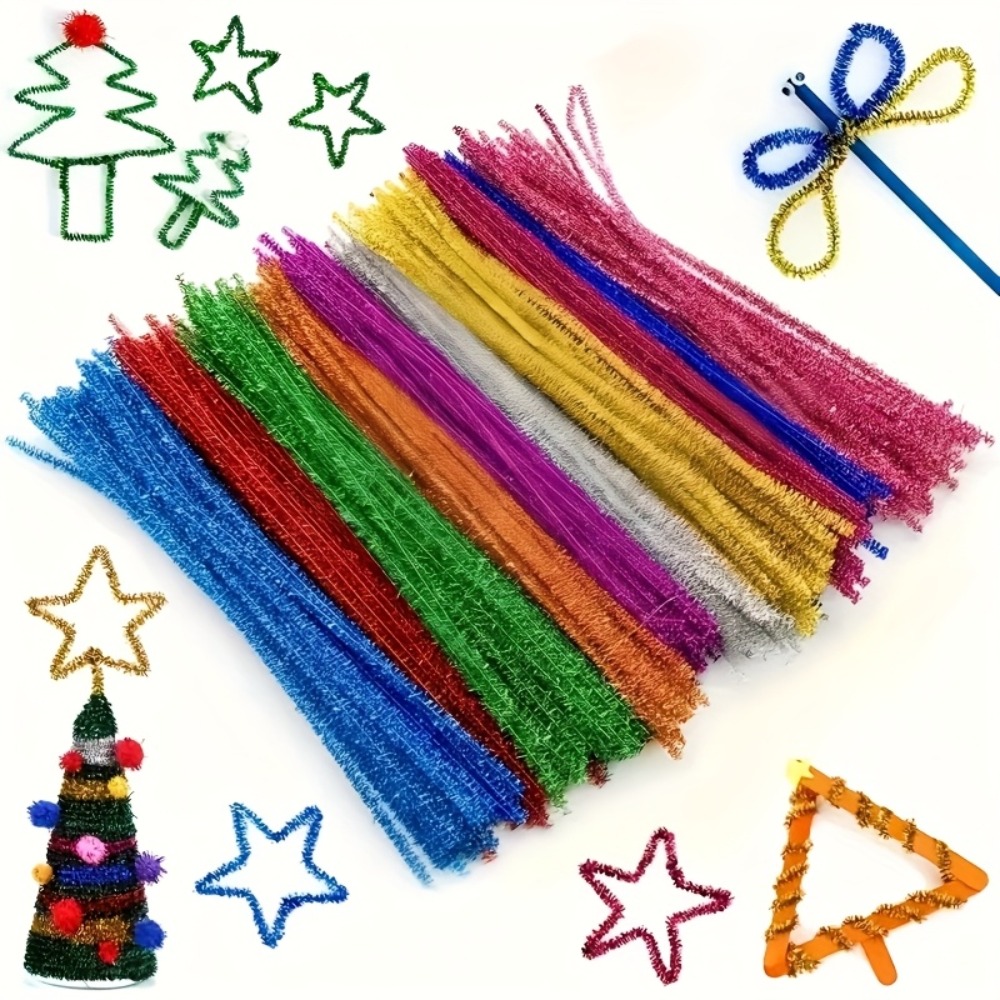 Art Craft House Making - 100 Adet 30cm Parlak Peluş Pipet