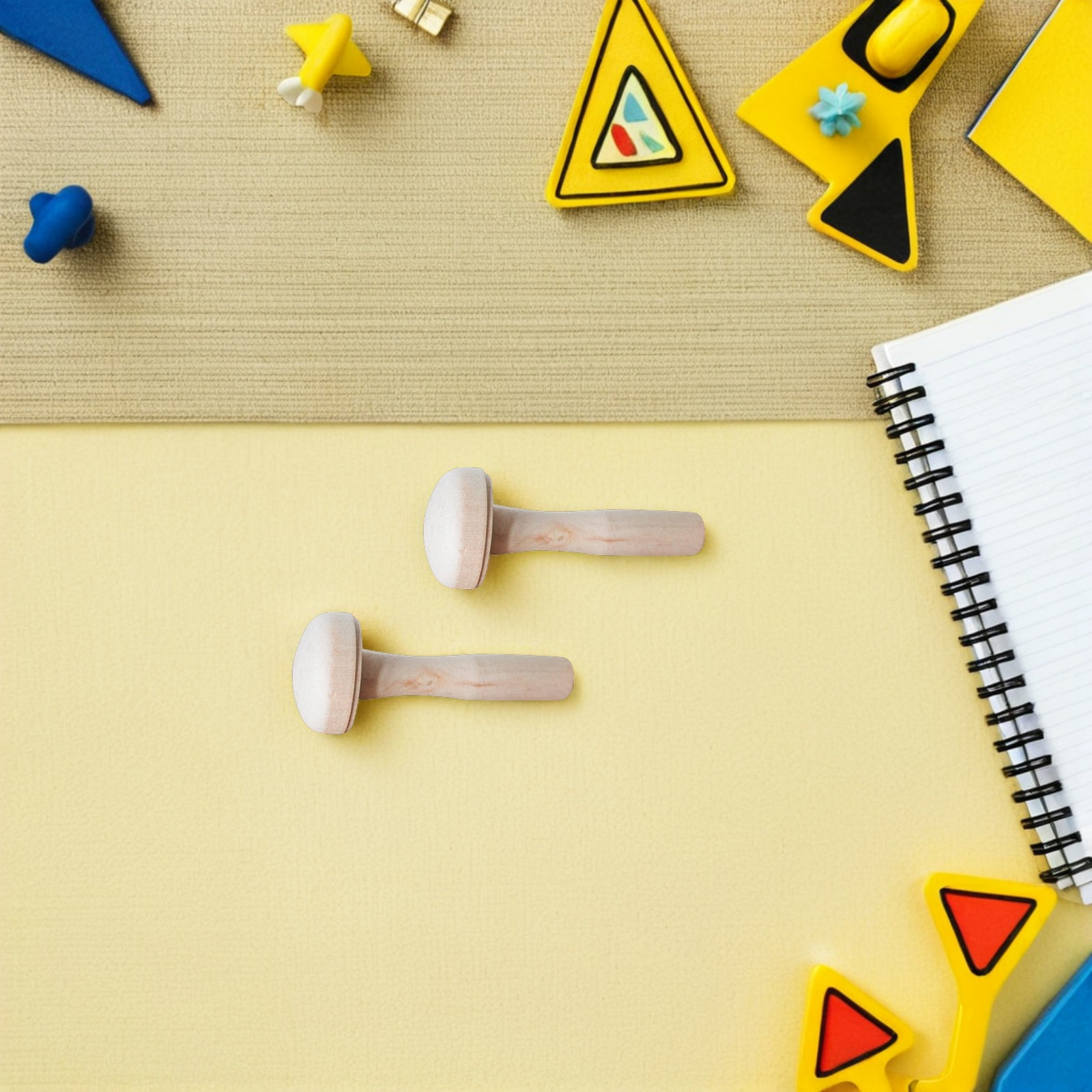 Art Craft Education - 10 Adet Ahşap Mantar Baskı Aletleri